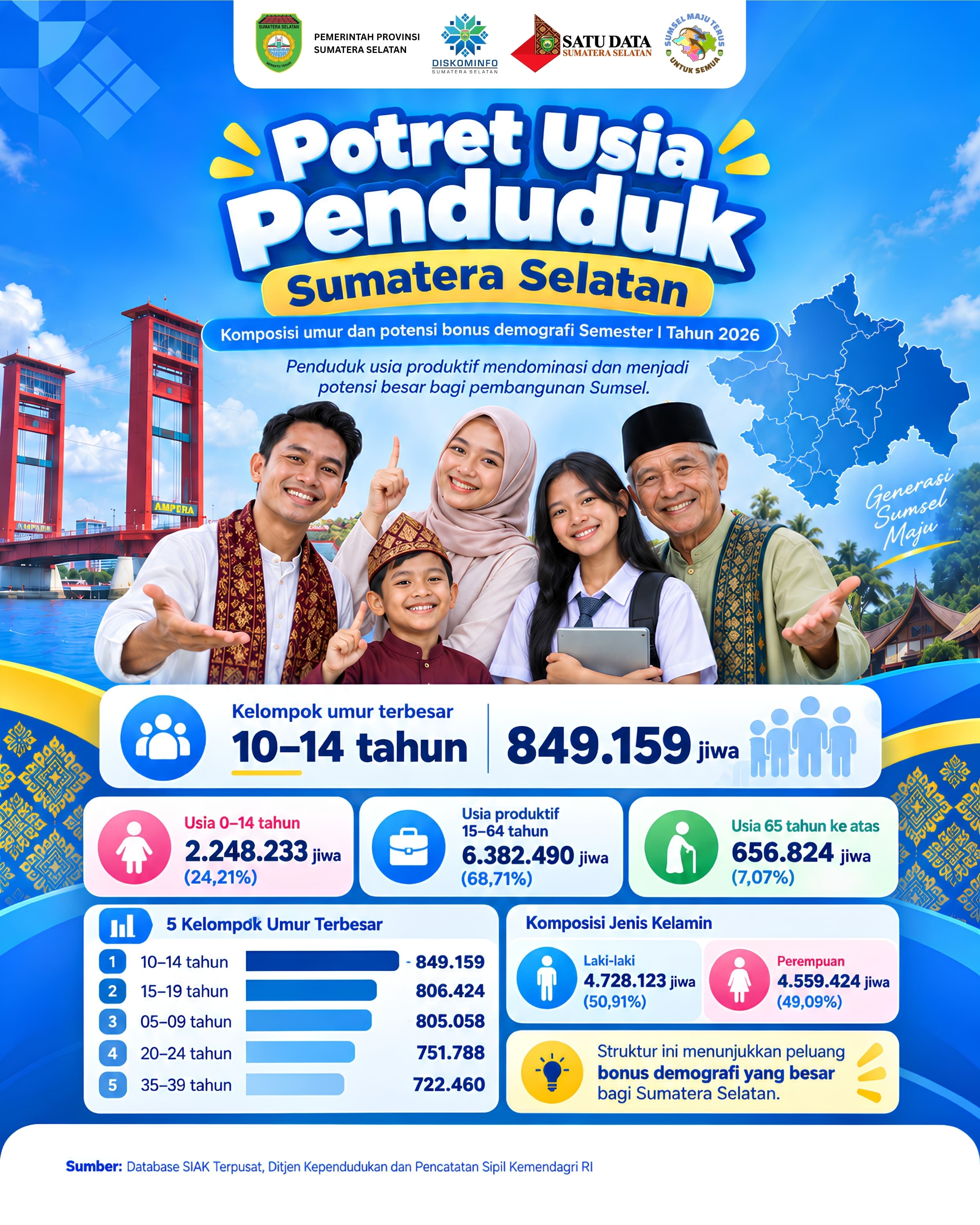 Potret Usia Penduduk Sumatera Selatan