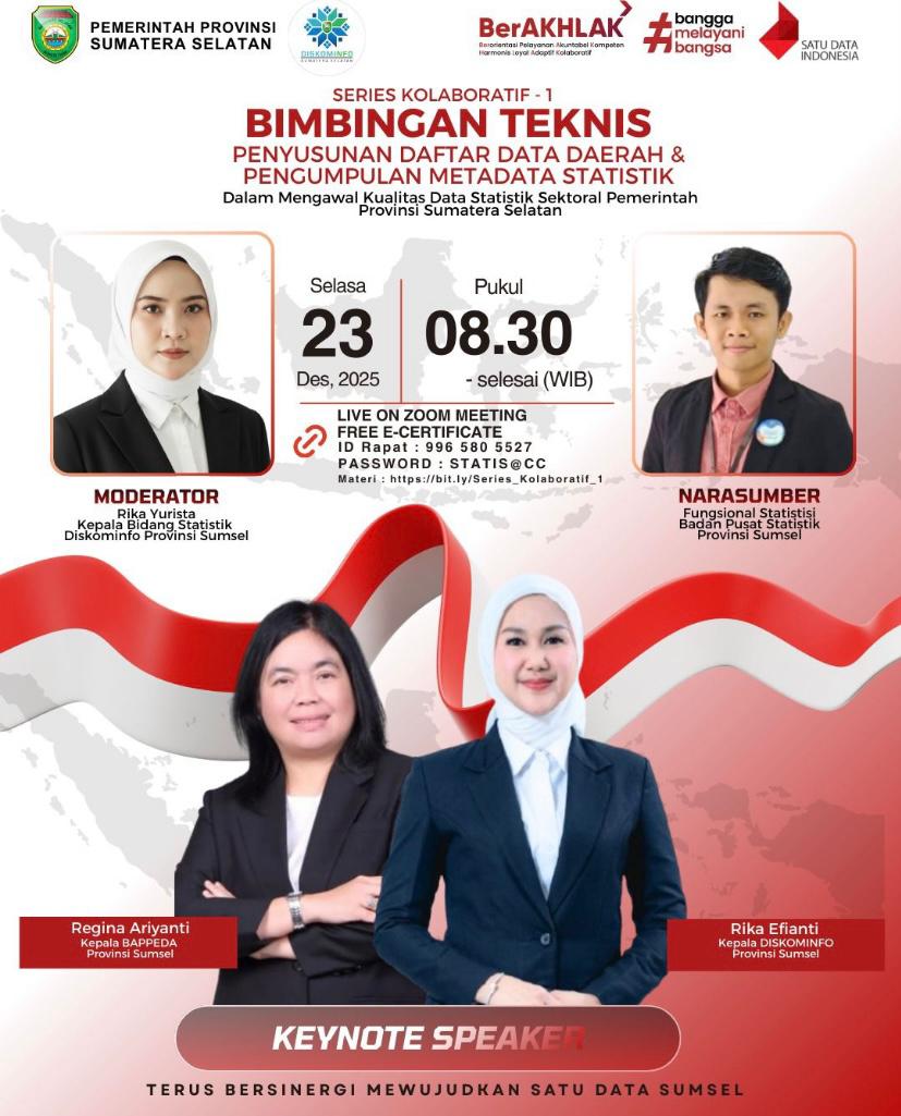 Bimbingan Teknis Penyusunan Daftar Data Daerah & Pengumpulan Meta Data Statistik dalam Mengawal Kualitas data Statistik Sektoral Pemerintah Provinsi Sumatera Selatan